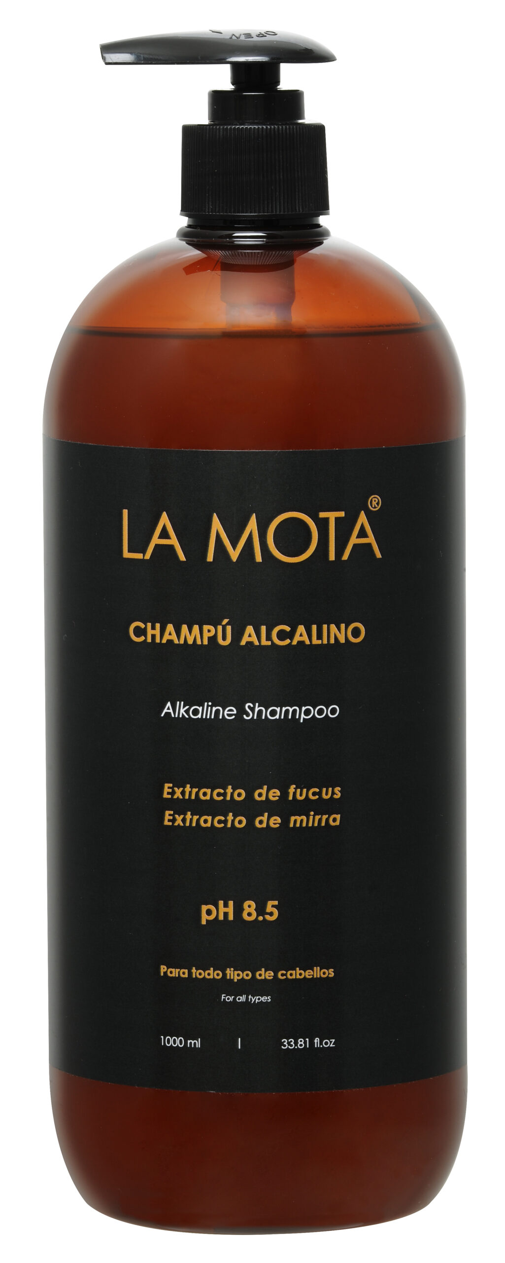 Textura del Champú Alcalino, espuma suave y ligera.