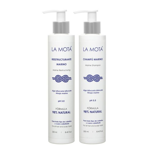 Pack Marino LA MOTA® — Champú Marino y Reestructurante Marino pH 3.0 con alga bifurcaria para cabello dañado