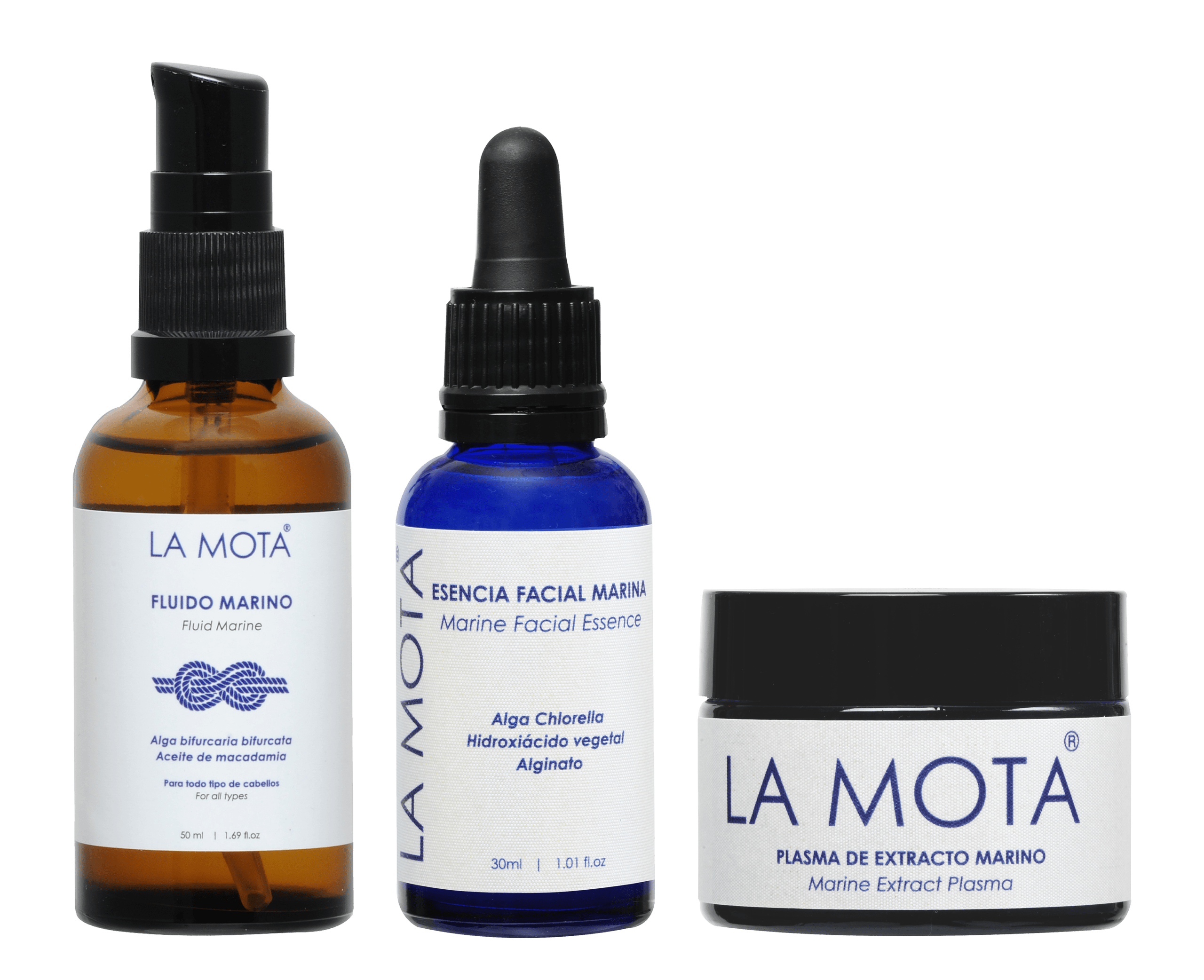 Pack Antiedad Marino Facial Fluido LA MOTA® esencia plasma y fluido marino