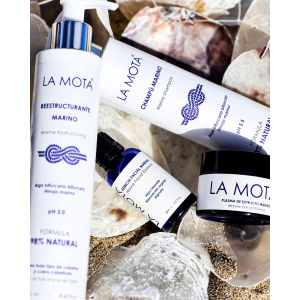 Champú Marino y Reestructurante Marino LA MOTA® — rutina capilar con alga bifurcaria pH 5.5 y pH 3.0 para cuero cabelludo y fibra