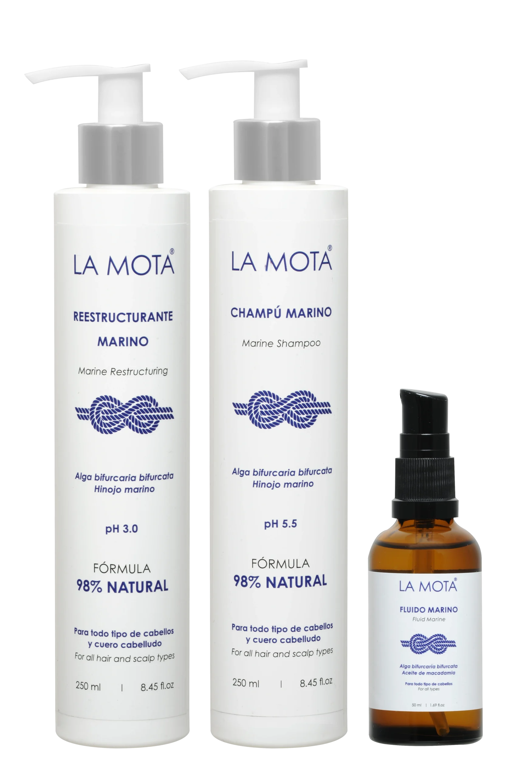 Pack Marino Fluido LA MOTA® champú reestructurante y fluido marino
