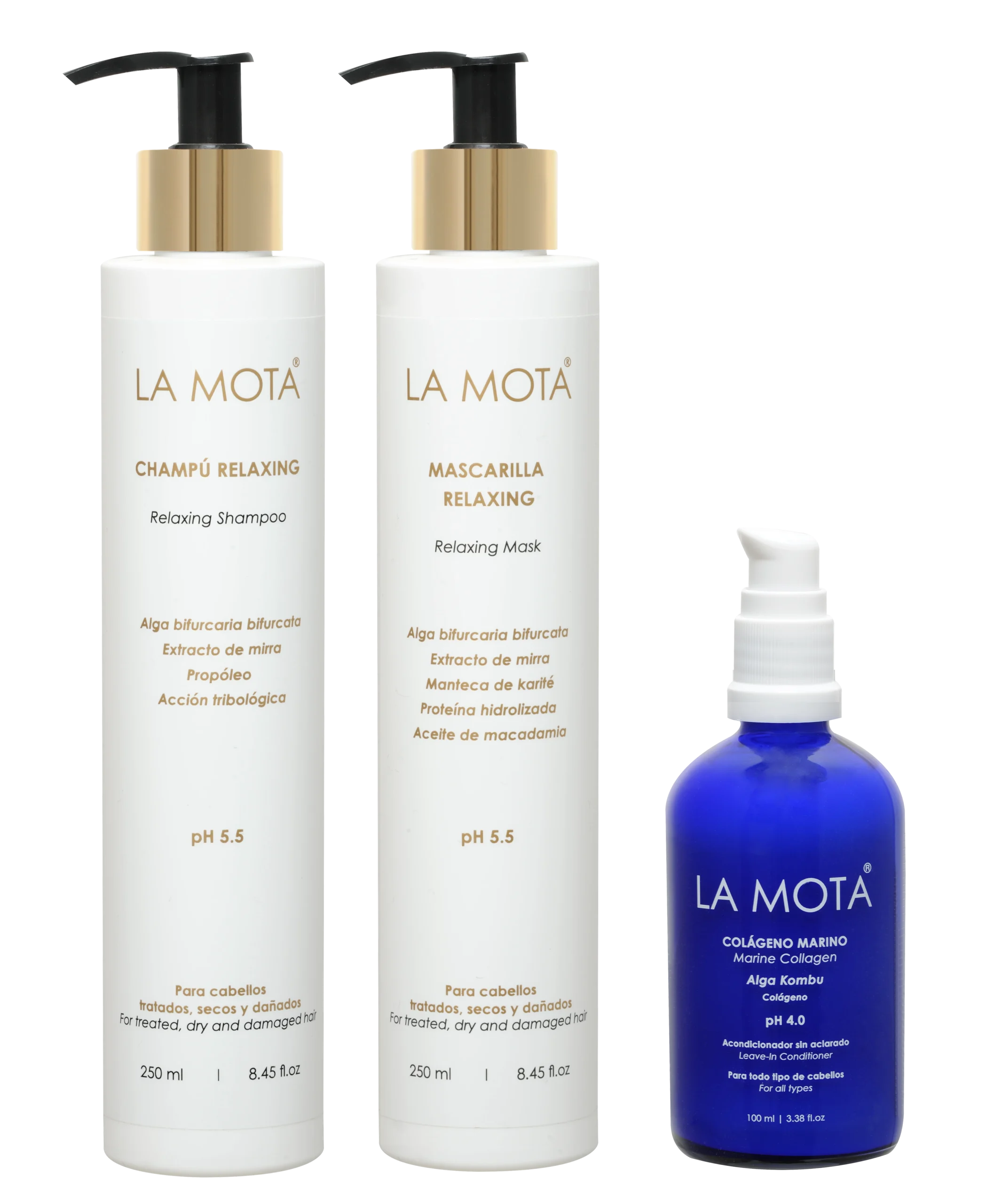 Pack Relaxing Colágeno LA MOTA® champú mascarilla y colágeno marino verano